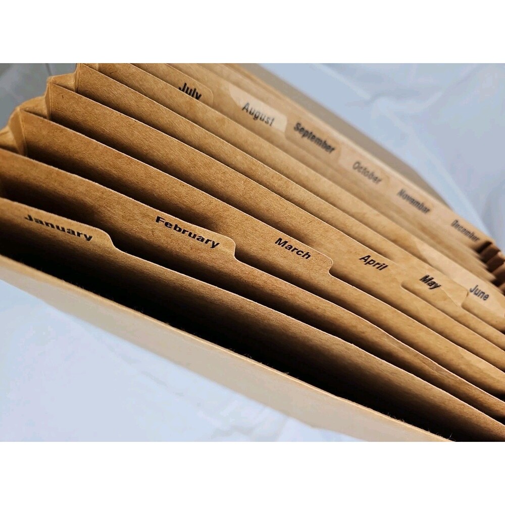 Monthly Accordion File Organizer Expanding File Folder 12 Month Heavy Duty Brown